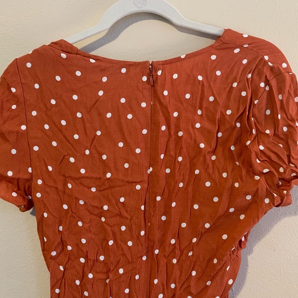 NEW! ASOS Warehouse Wrap Midi Dress Orange Polka Dot - Picture 8 of 9